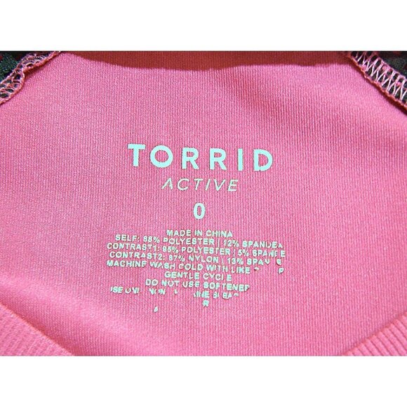 Torrid Activewear Pullover T Shirt Womens Pink Black V Neck Short Sleeve Size 0 - Picture 3 of 7
